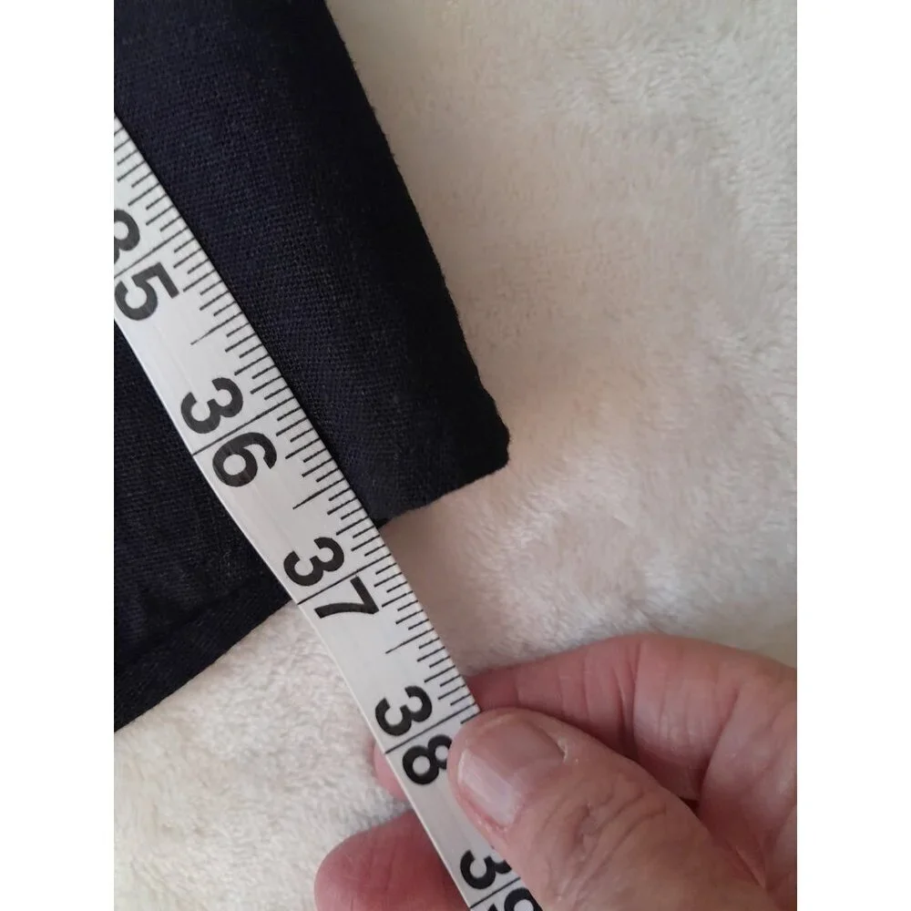 Womens Asymmetrical Linen Blend Minimalist Casual Shirt Dress Pockets Medium Blk